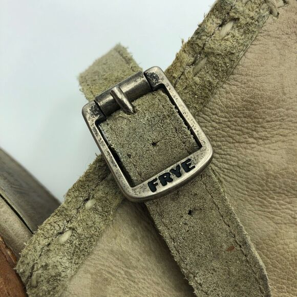 Frye Izzy Artisan Leather Cream Gray Open Toe heel Sling Sandals Women’s Size 7B - Picture 6 of 12